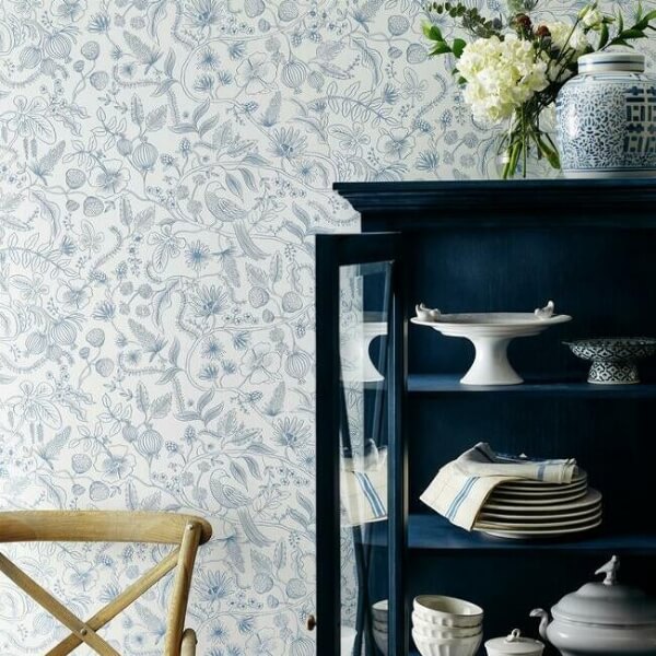 Aviary Blue & Cream Peel & Stick Wallpaper