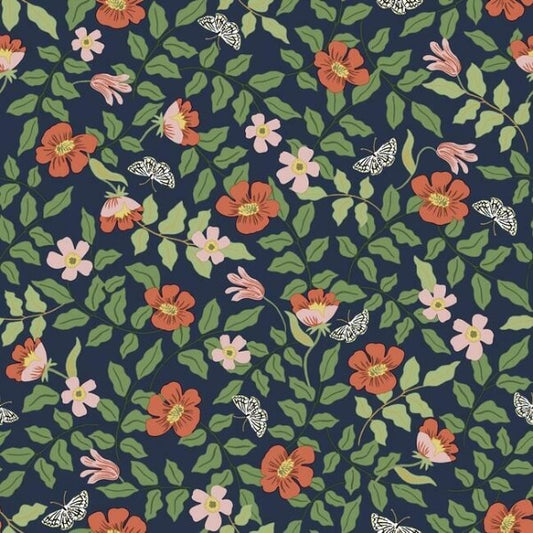 Primrose Rose & Navy Peel & Stick Wallpaper