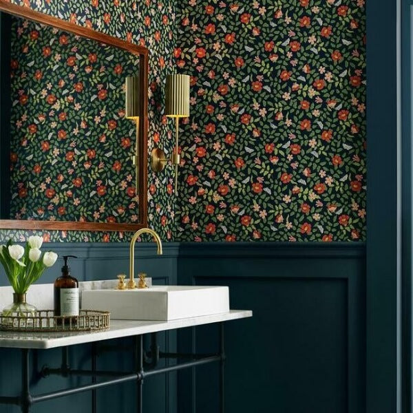 Primrose Rose & Navy Peel & Stick Wallpaper