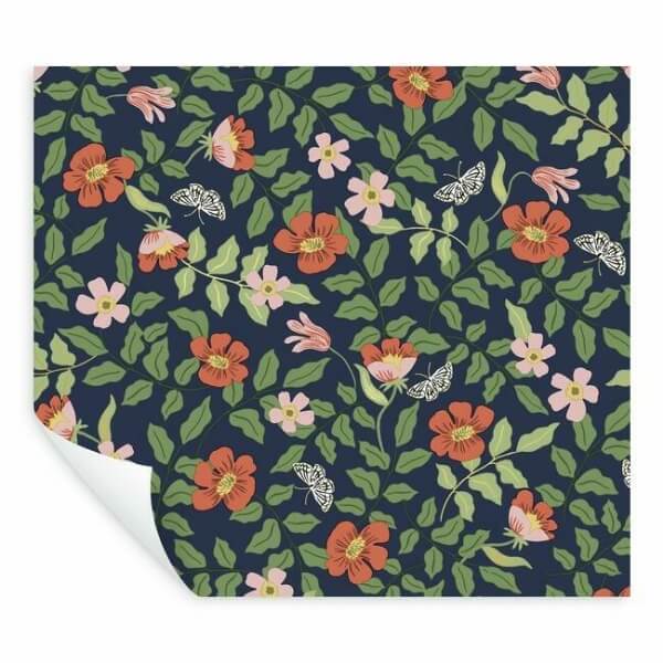 Primrose Rose & Navy Peel & Stick Wallpaper