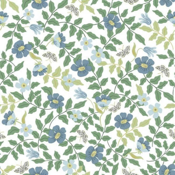 Primrose Blue & White Peel & Stick Wallpaper