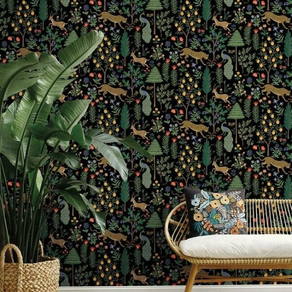 Menagerie Black Peel & Stick Wallpaper
