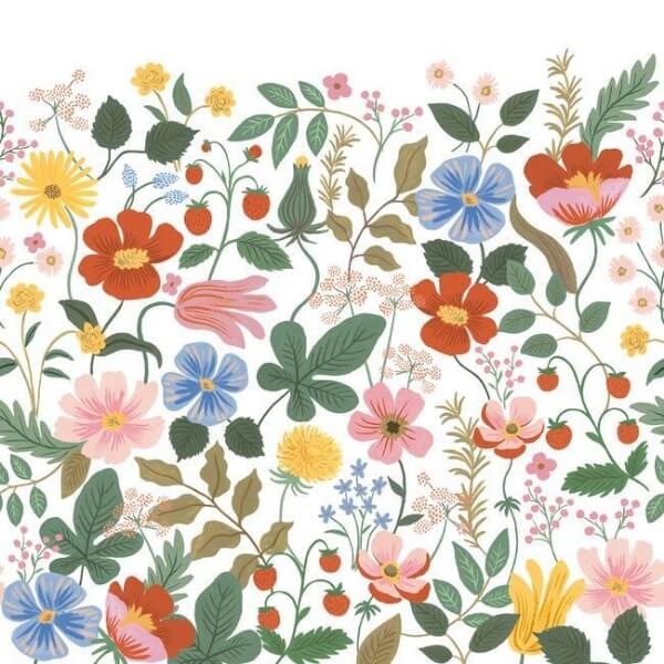 Strawberry Fields White Peel & Stick Wall Mural