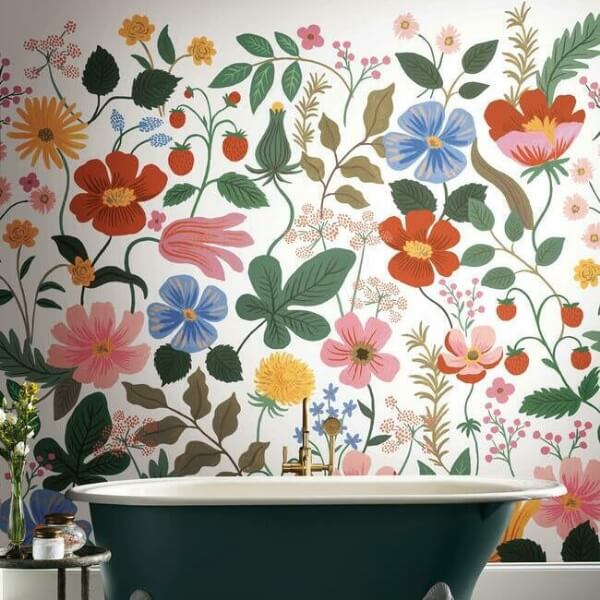 Strawberry Fields White Peel & Stick Wall Mural