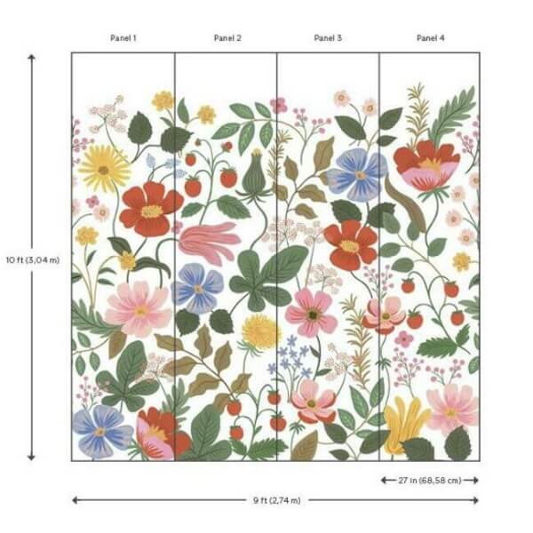 Strawberry Fields White Peel & Stick Wall Mural