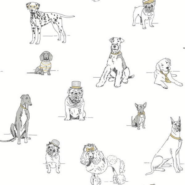 Dog's Life Silver & Gold Peel & Stick Wallpaper