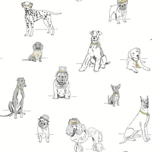 Dog's Life Silver & Gold Peel & Stick Wallpaper