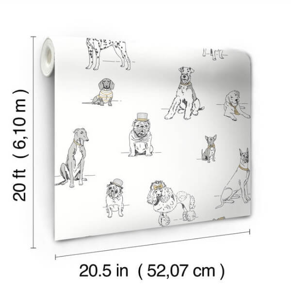Dog's Life Silver & Gold Peel & Stick Wallpaper