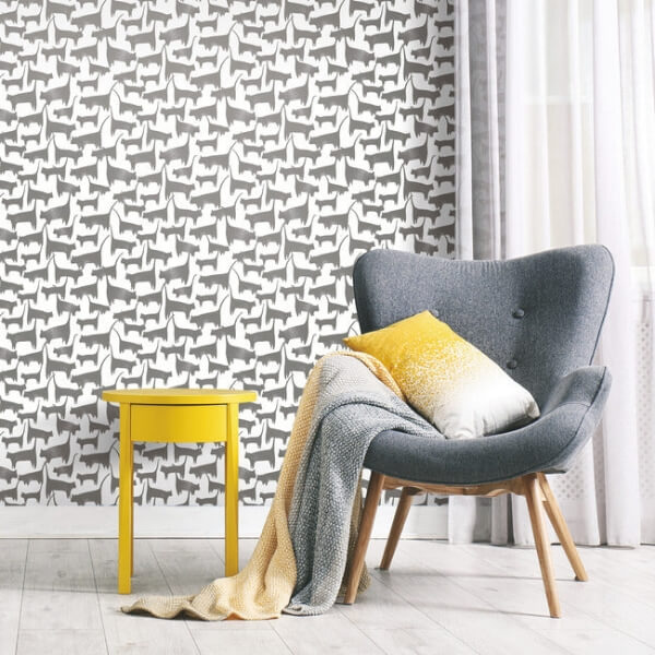 Cat Tails Black Peel & Stick Wallpaper