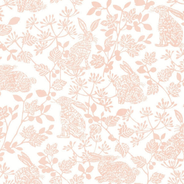 Botanical Bunnies Pink Peel & Stick Wallpaper