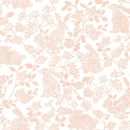 Botanical Bunnies Pink Peel & Stick Wallpaper
