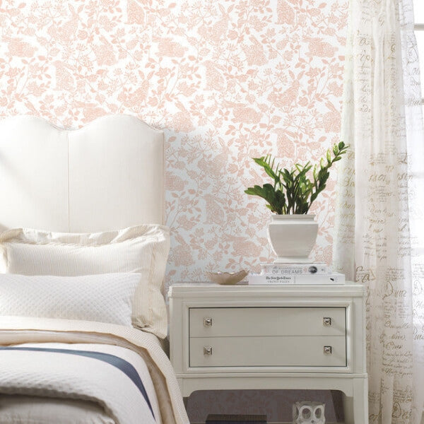 Botanical Bunnies Pink Peel & Stick Wallpaper