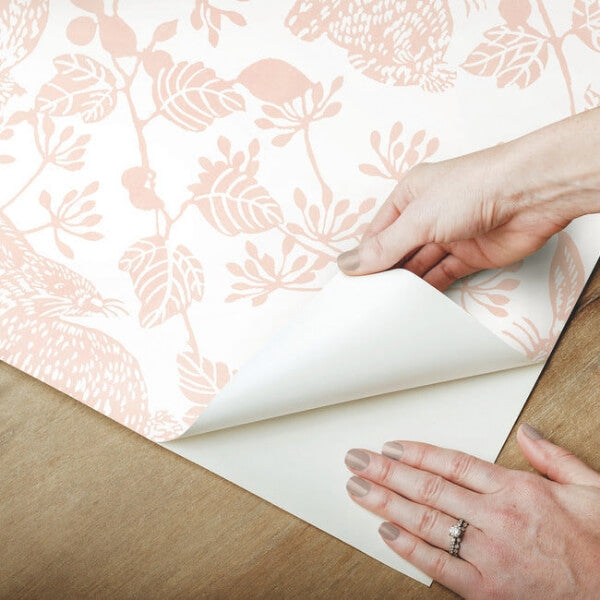 Botanical Bunnies Pink Peel & Stick Wallpaper