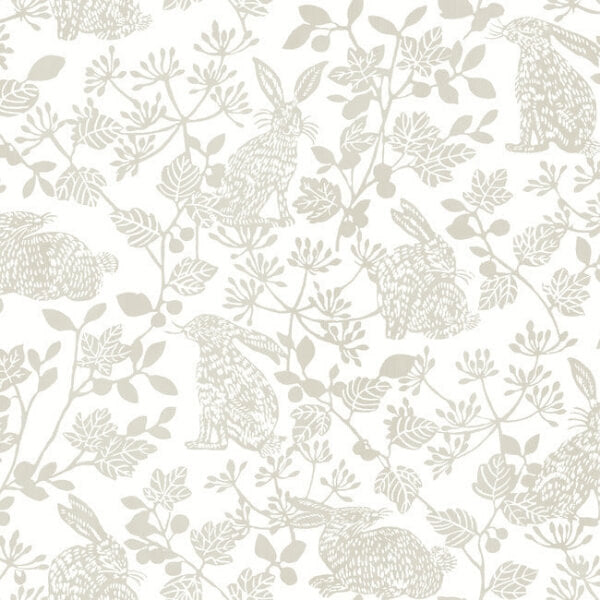 Botanical Bunnies Beige Peel & Stick Wallpaper