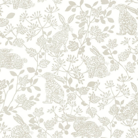 Botanical Bunnies Beige Peel & Stick Wallpaper