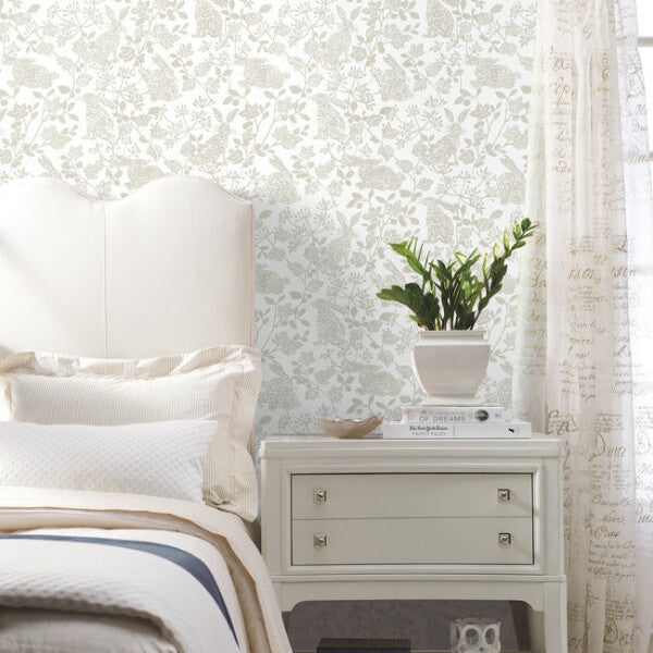 Botanical Bunnies Beige Peel & Stick Wallpaper