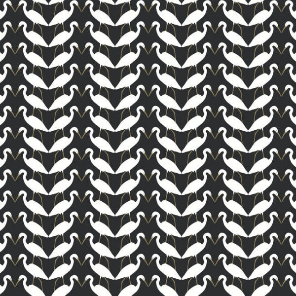 Elegant Birds Black & Gold Metallic Peel & Stick Wallpaper