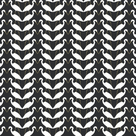 Elegant Birds Black & Gold Metallic Peel & Stick Wallpaper