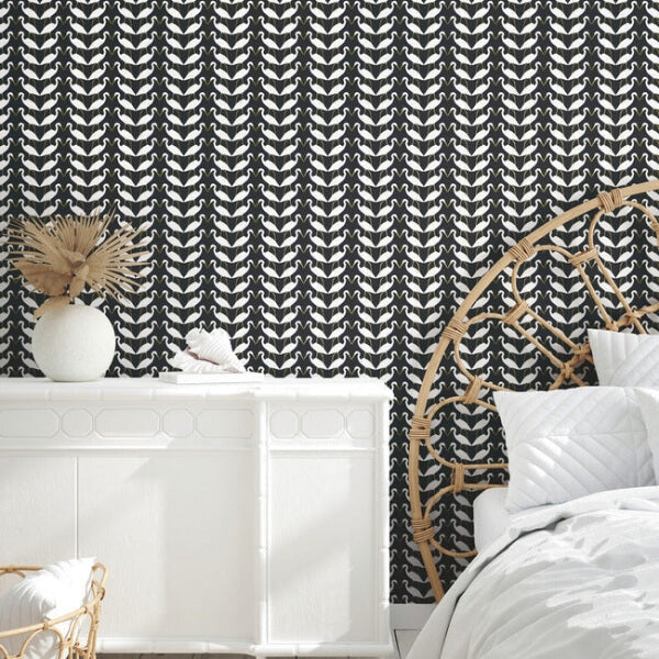 Elegant Birds Black & Gold Metallic Peel & Stick Wallpaper