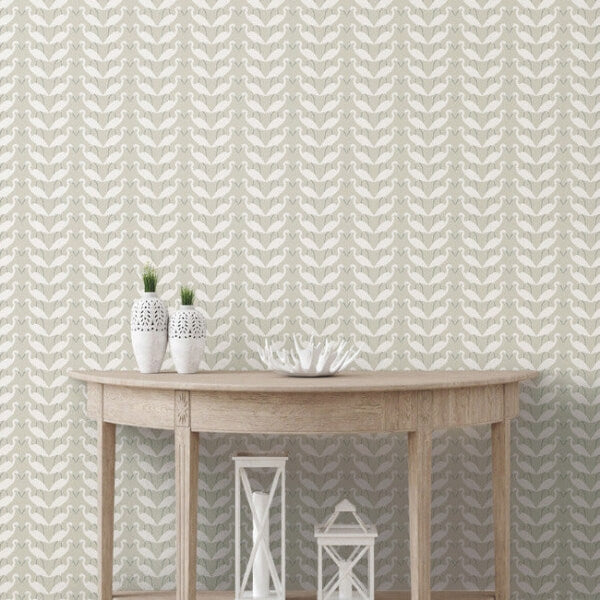 Elegant Birds Beige Peel & Stick Wallpaper