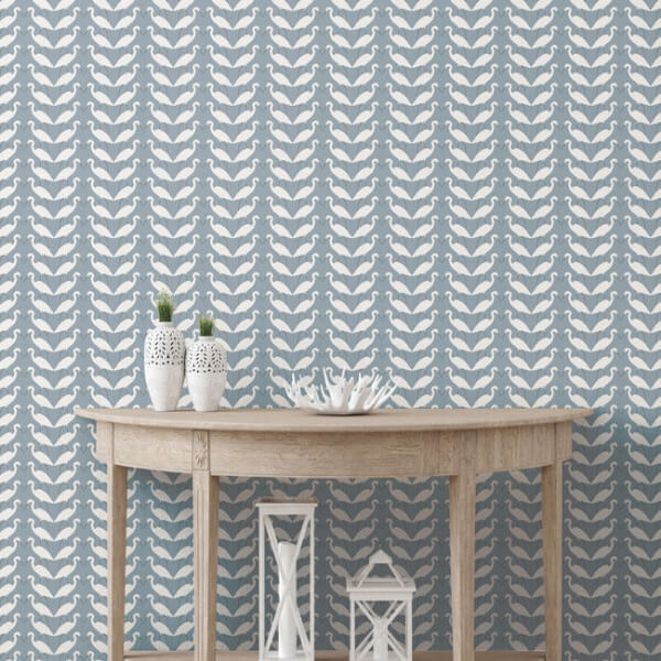 Elegant Birds Blue Peel & Stick Wallpaper