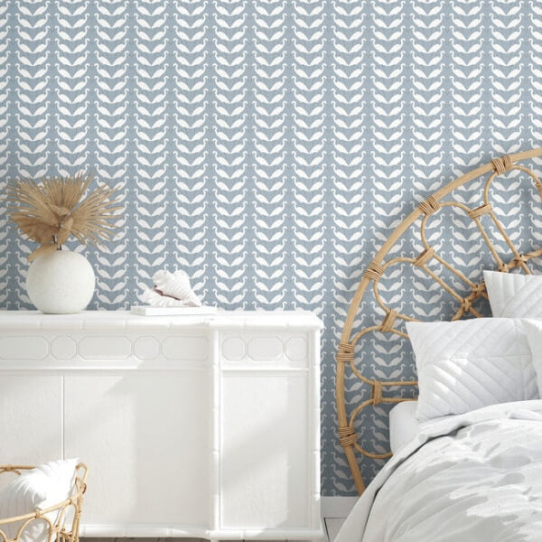 Elegant Birds Blue Peel & Stick Wallpaper
