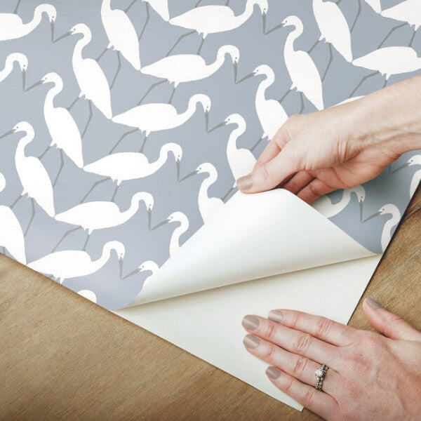 Elegant Birds Blue Peel & Stick Wallpaper