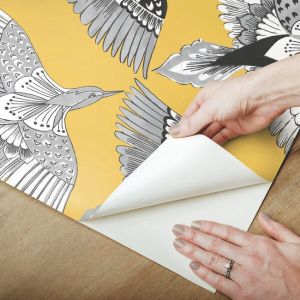 Feather Flight Yellow Peel & Stick Wallpaper