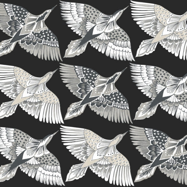 Feather Flight Black Peel & Stick Wallpaper