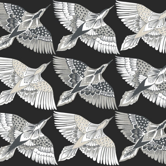 Feather Flight Black Peel & Stick Wallpaper