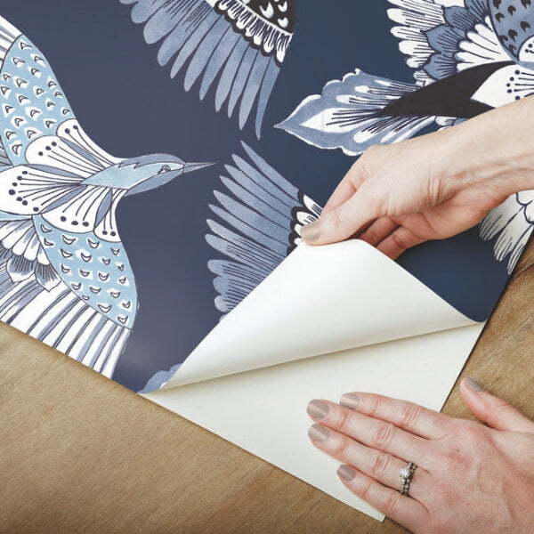 Feather Flight Blue Peel & Stick Wallpaper