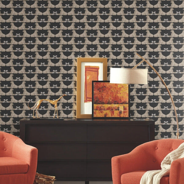 Reclining Cheetahs Black Peel & Stick Wallpaper