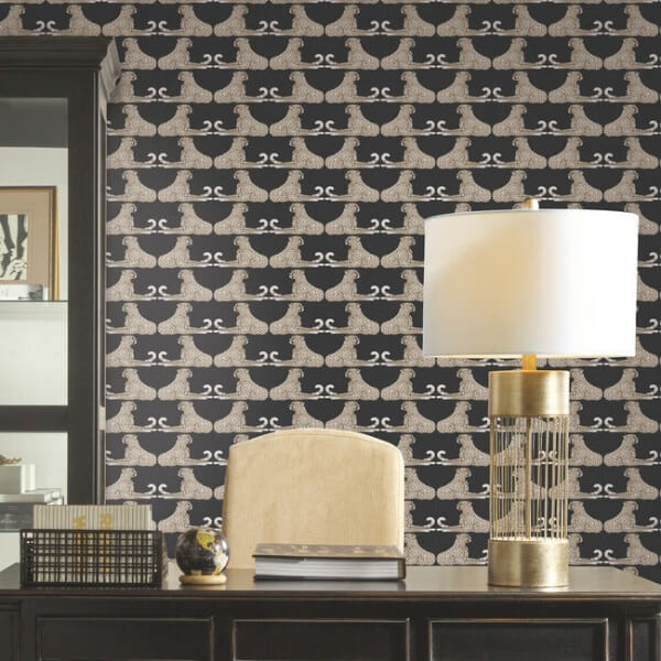 Reclining Cheetahs Black Peel & Stick Wallpaper