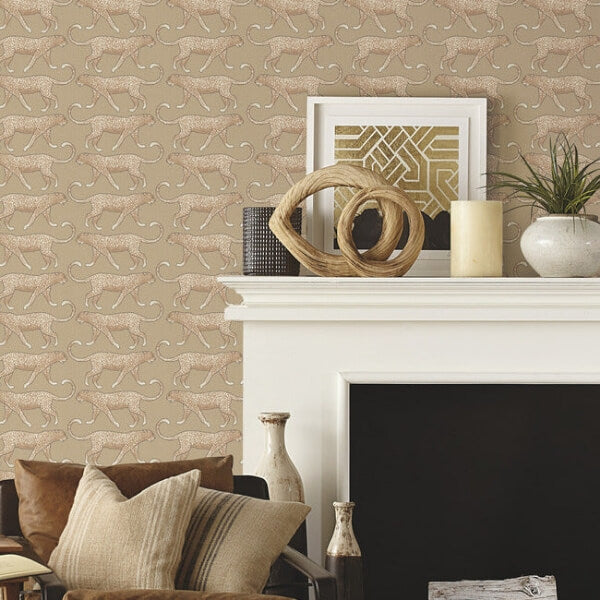 Big Cat Walk Brown Peel & Stick Wallpaper