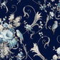 Parrots with Floral Bouquets Navy Peel & Stick Wallpaper