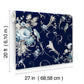 Parrots with Floral Bouquets Navy Peel & Stick Wallpaper