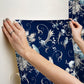 Parrots with Floral Bouquets Navy Peel & Stick Wallpaper
