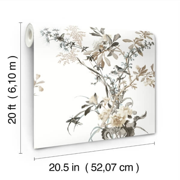 Wild Flowers Neutral Peel & Stick Wallpaper