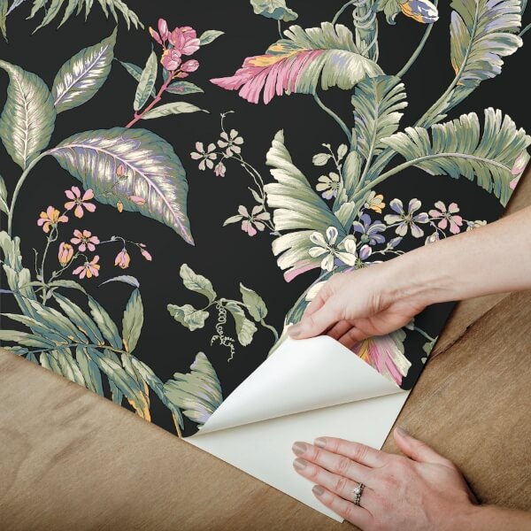 Fiji Garden Black Peel & Stick Wallpaper