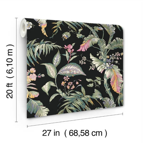 Fiji Garden Black Peel & Stick Wallpaper
