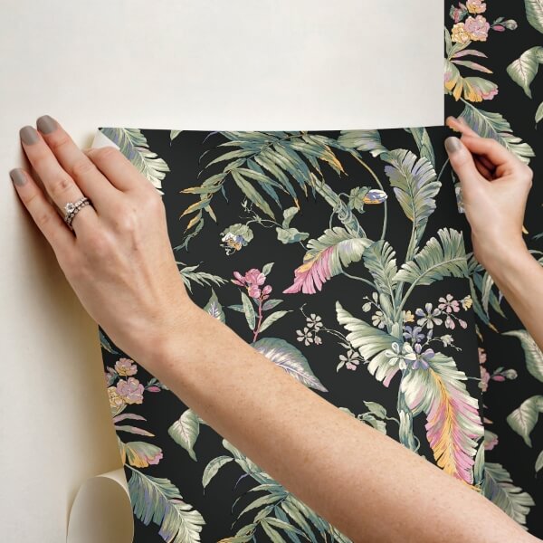 Fiji Garden Black Peel & Stick Wallpaper