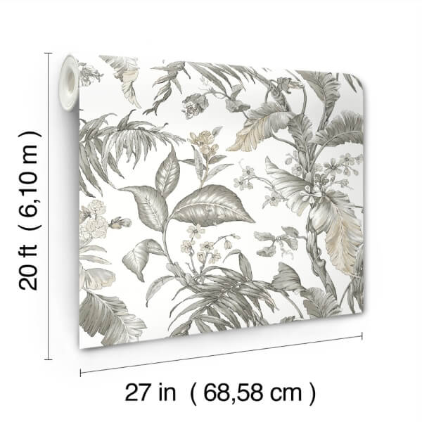 Fiji Garden White Peel & Stick Wallpaper