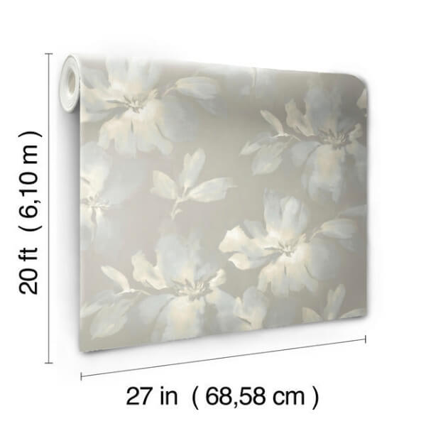 Midnight Blooms Light Blue & Grey Peel & Stick Wallpaper