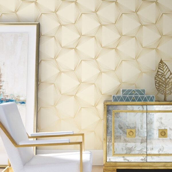Honeycomb Sand & Gold Peel & Stick Wallpaper