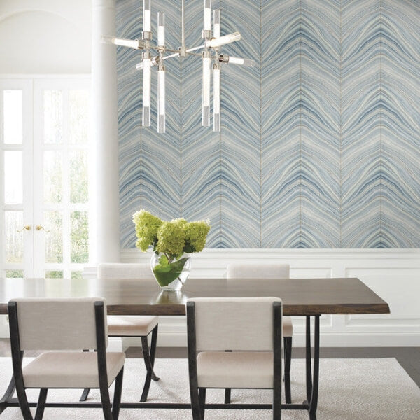 Onyx Strata Mist Blue Peel & Stick Wallpaper