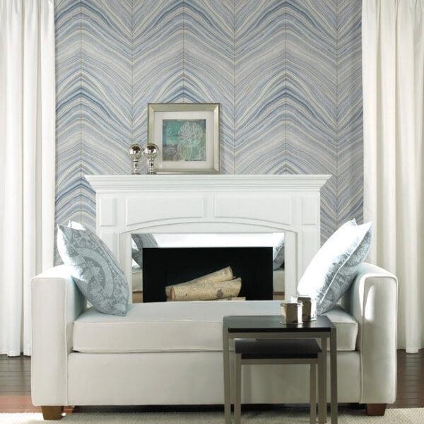 Onyx Strata Mist Blue Peel & Stick Wallpaper