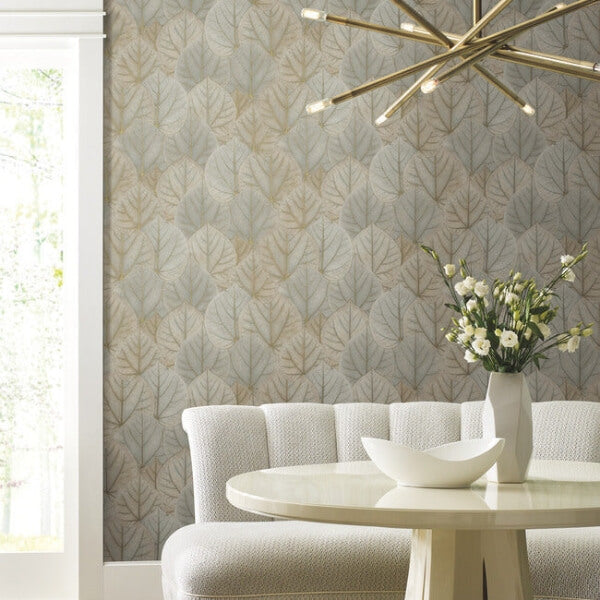 Leaf Concerto Warm Taupe Peel & Stick Wallpaper