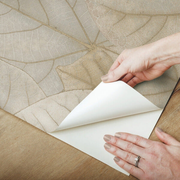 Leaf Concerto Warm Taupe Peel & Stick Wallpaper