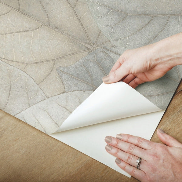 Leaf Concerto Blue & Taupe Peel & Stick Wallpaper