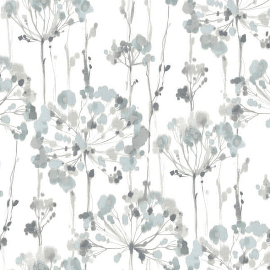 Flourish Sheer Blue & Grey Peel & Stick Wallpaper